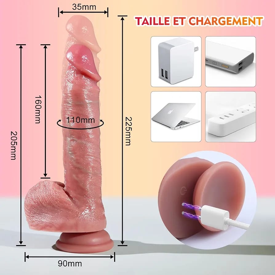 Gode Télescopique Vibrant &amp; Chauffant avec Télécommande