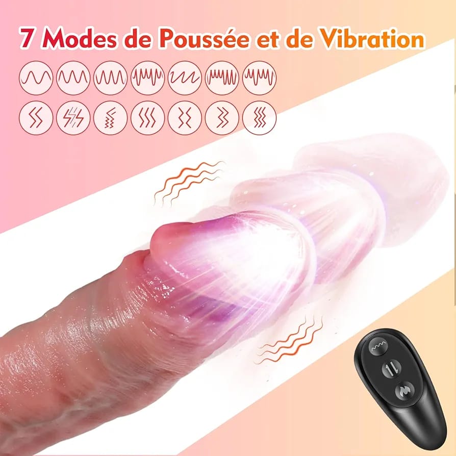 Gode Télescopique Vibrant &amp; Chauffant avec Télécommande